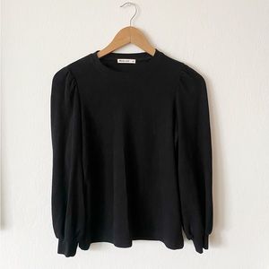 Marine Layer Black Lexi Rib Puff Sleeve Top XS